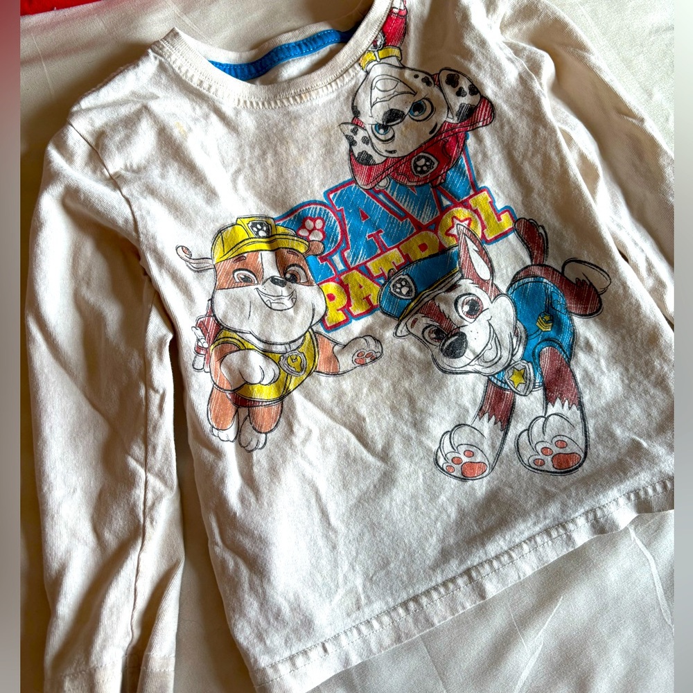 3T Paw Patrol long sleeve cream colored shirt